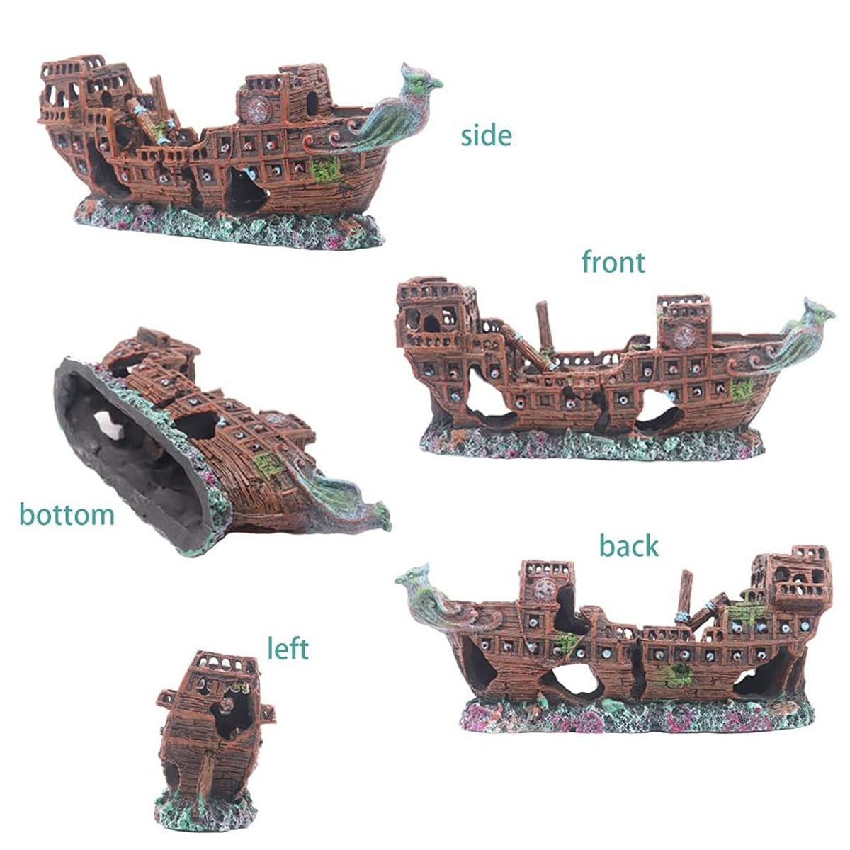 Resin Pirate Ship Aquarium Ornament