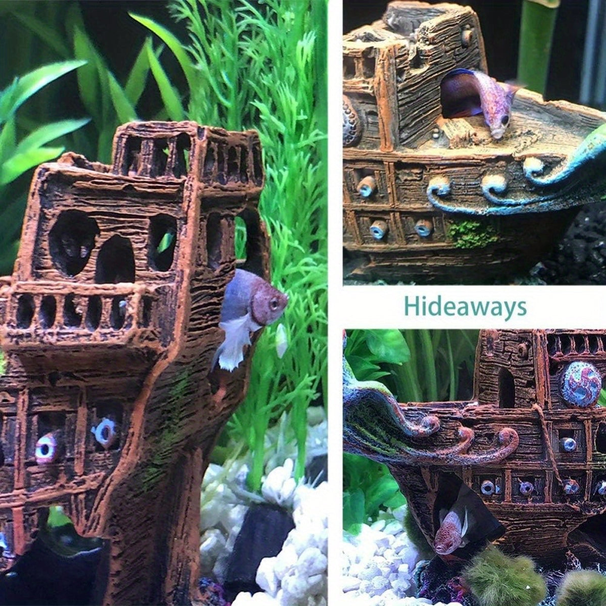 Resin Pirate Ship Aquarium Ornament