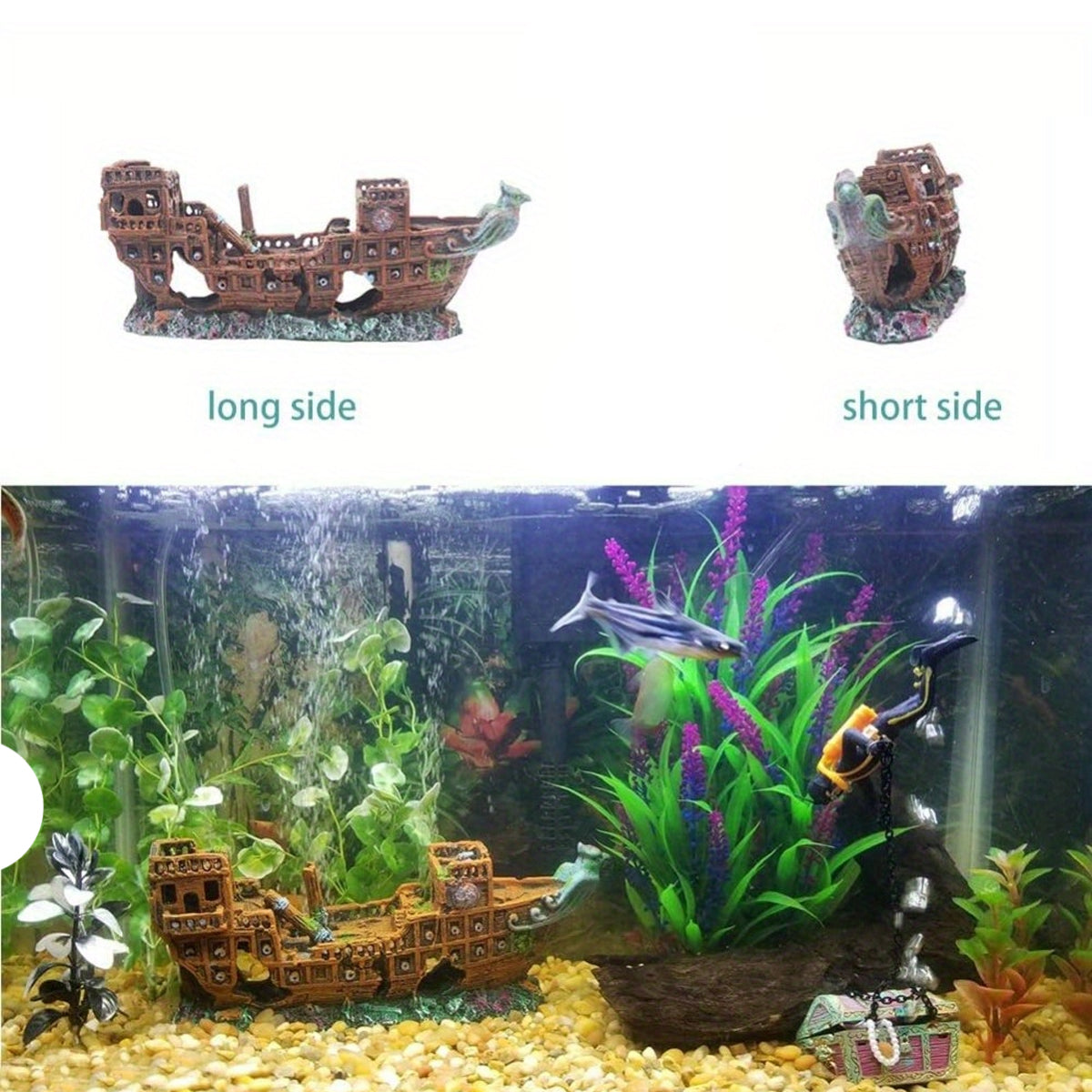Resin Pirate Ship Aquarium Ornament