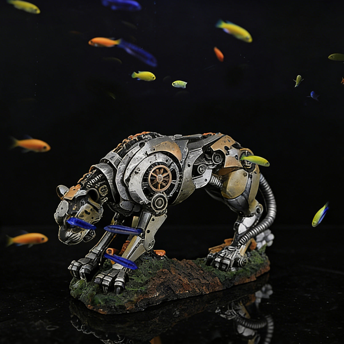 Futuristic Aquarium Ornament Robotic Resin Decor