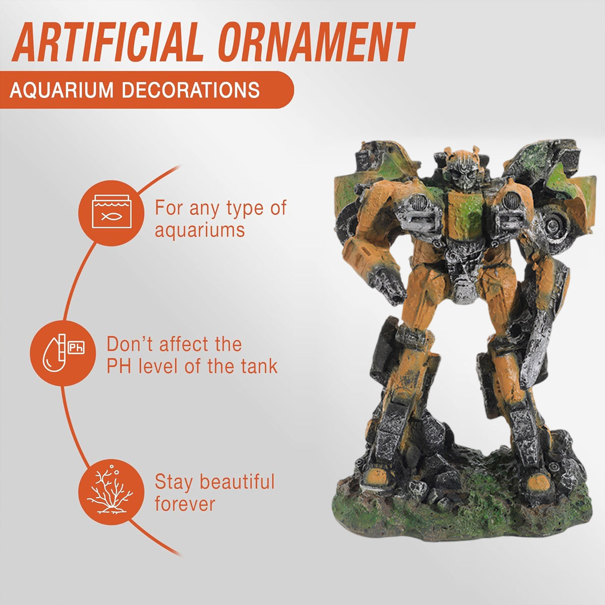 Futuristic Aquarium Ornament Robotic Resin Decor