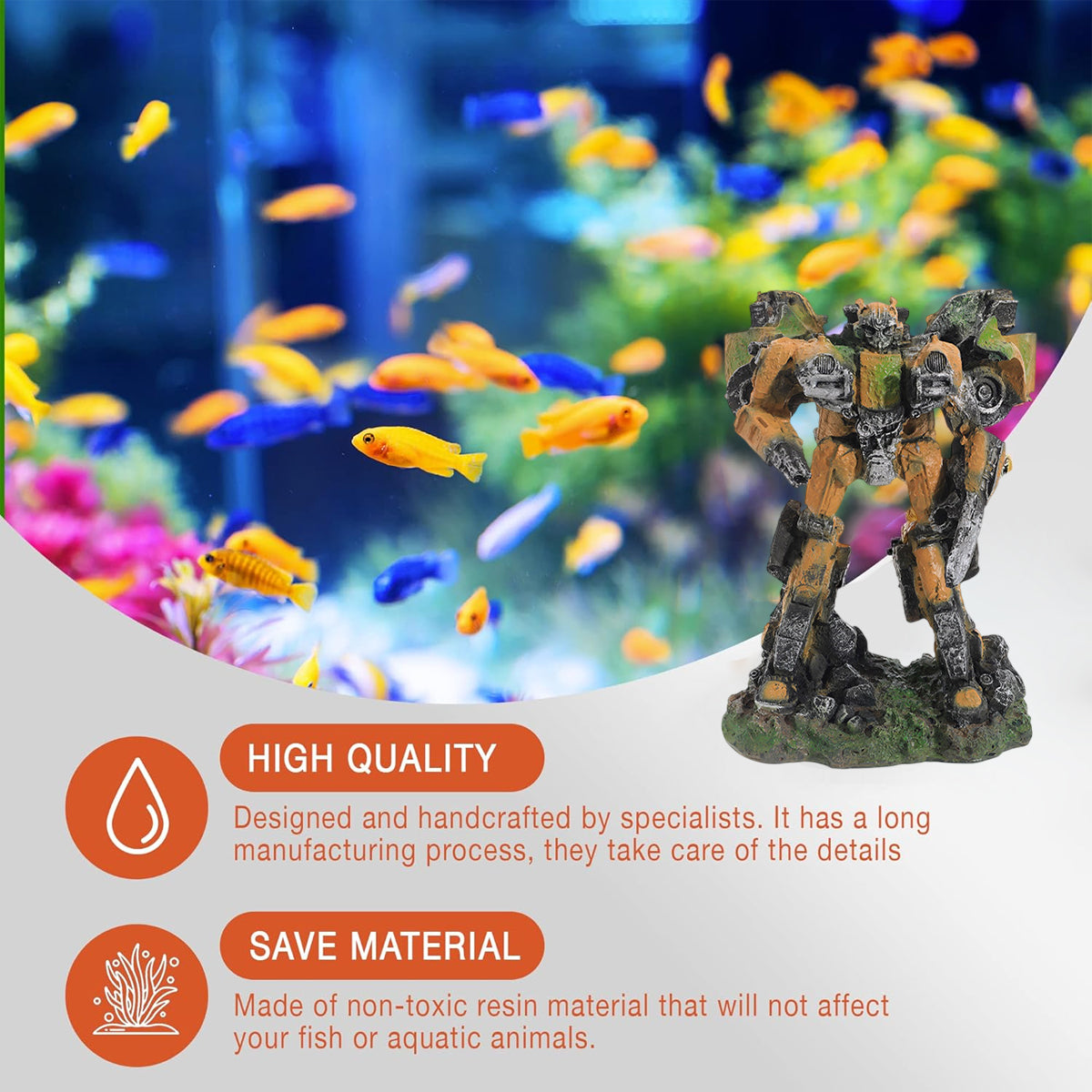 Futuristic Aquarium Ornament Robotic Resin Decor