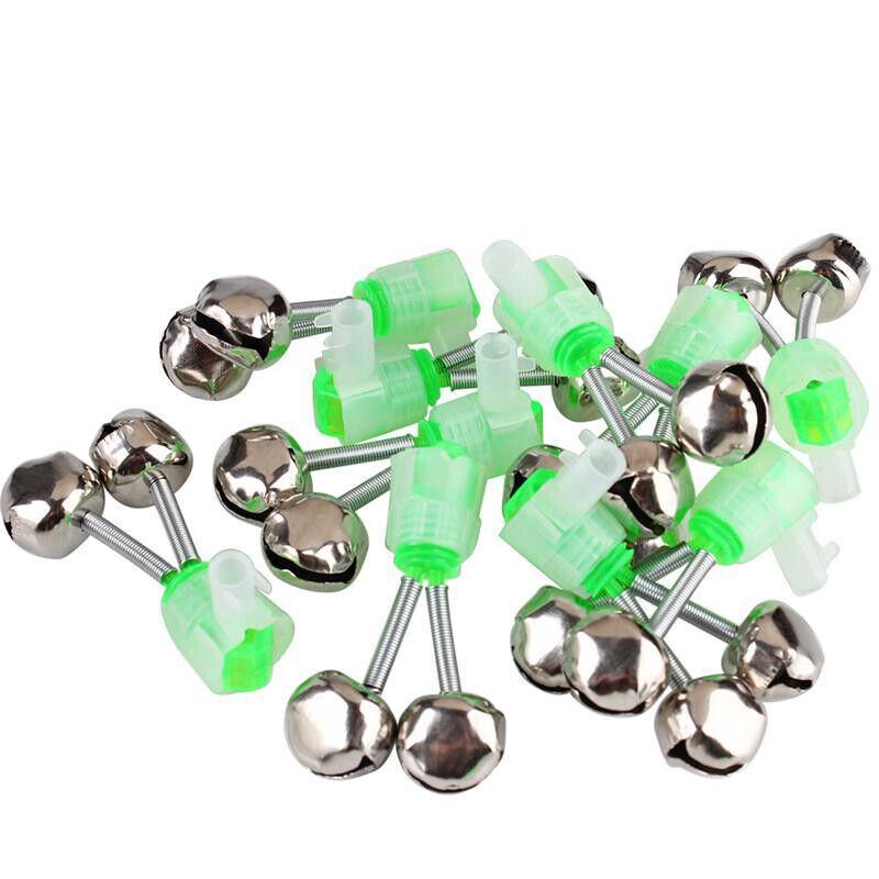 10PCS Fishing Bite Alarm Bells with LED Light for Night Fishing