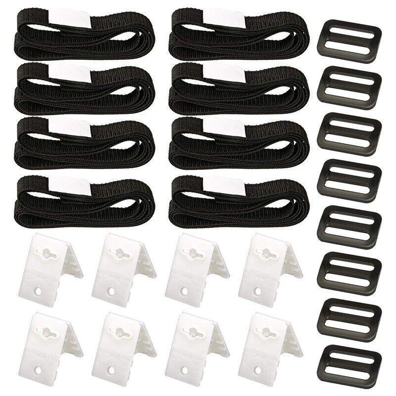 8PCS Pool Cover Roller Strap Kit Attachment Buckle Set