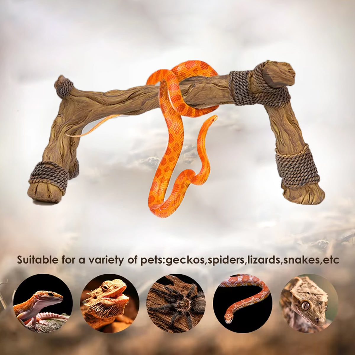 Resin Reptile Climbing Tree Ornament For Lizards And Terrariums