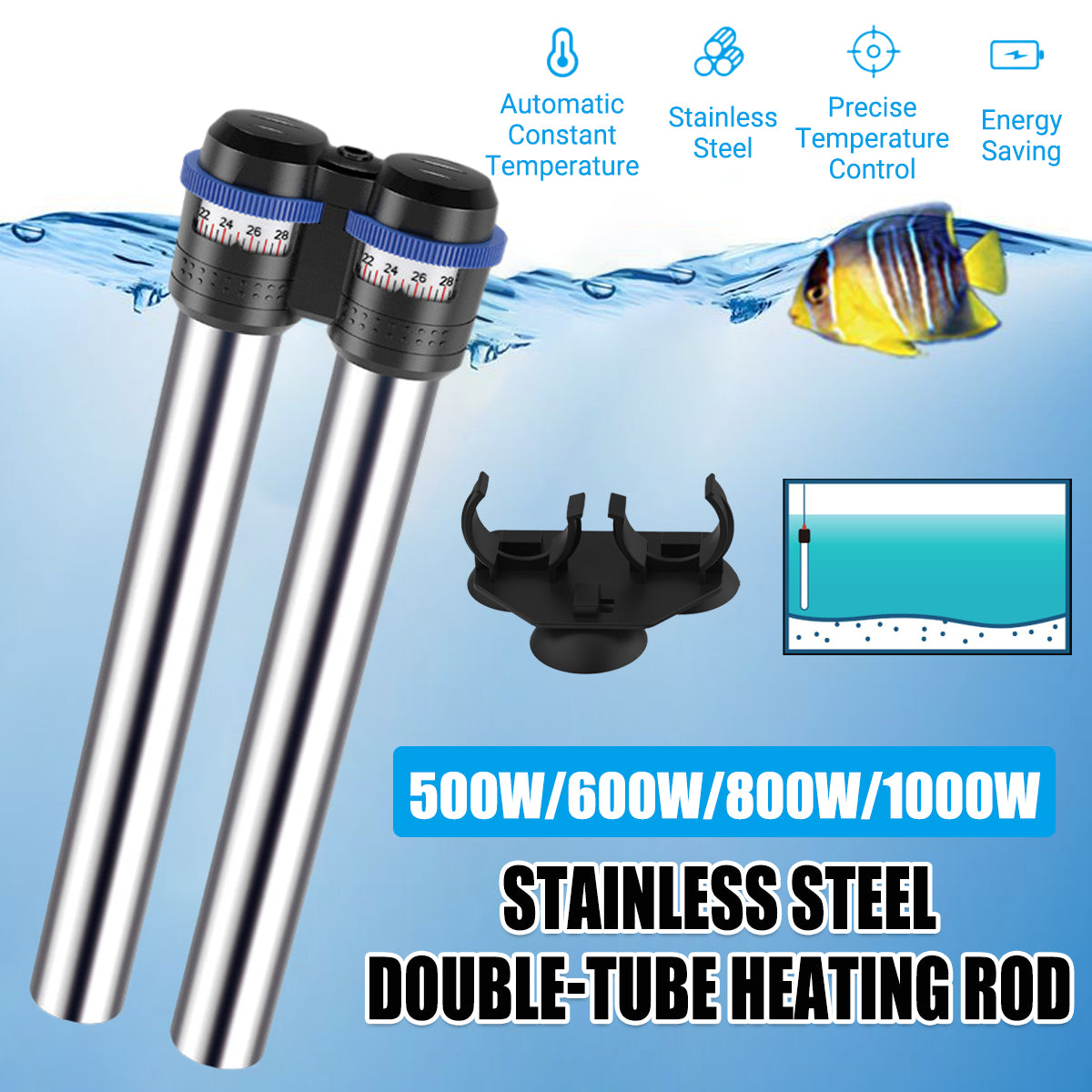 316 Stainless Steel Aquarium Heater Rod with Adjustable Temperature