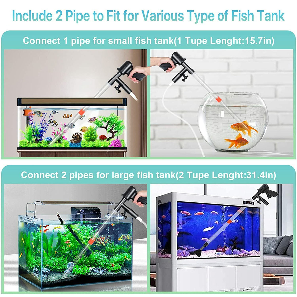 Efficient Fish Tank Gravel Cleaner Multi-functional 6-in-1 Cleaning Kit