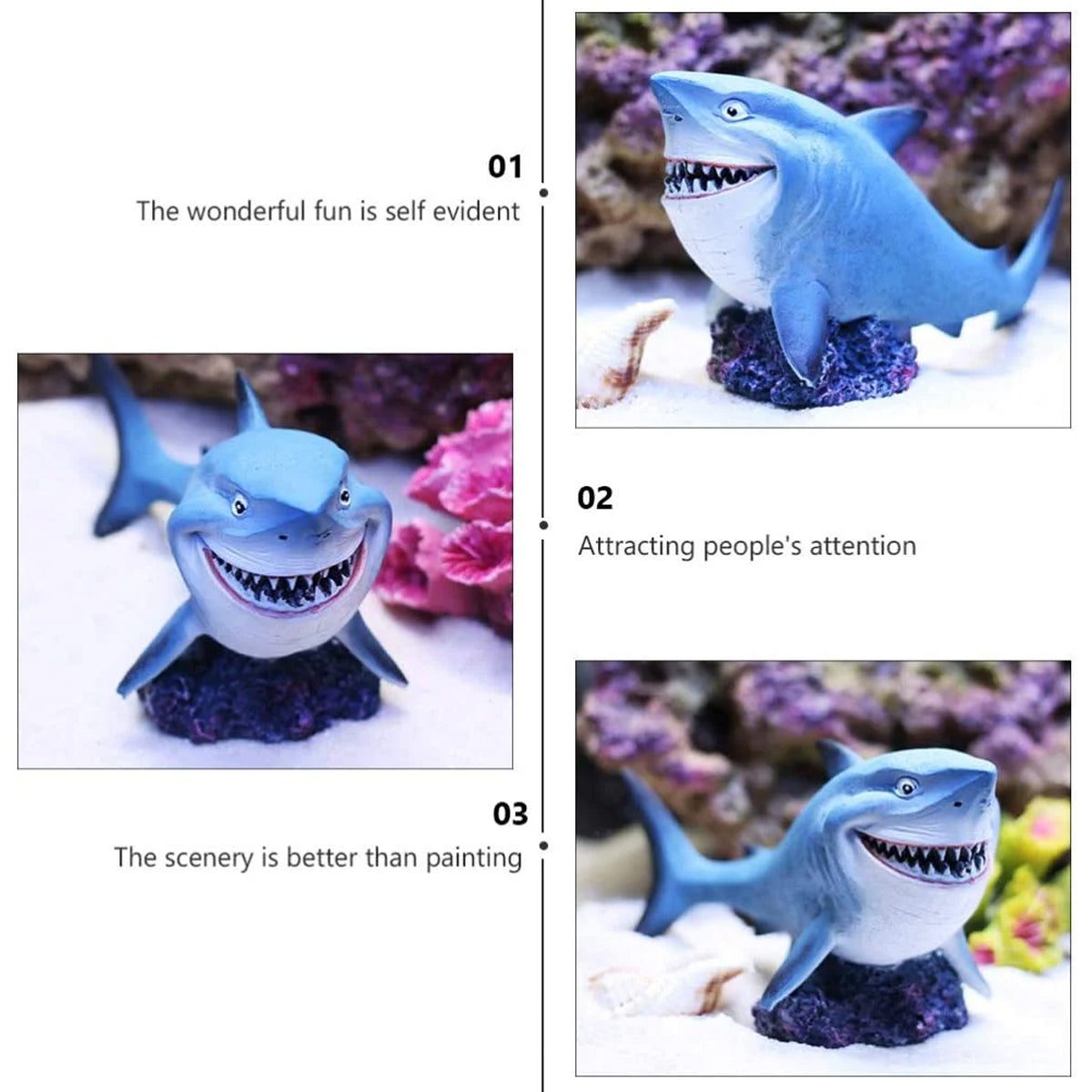 Resin Shark Aquarium Ornament Simulation Fish Tank Decoration