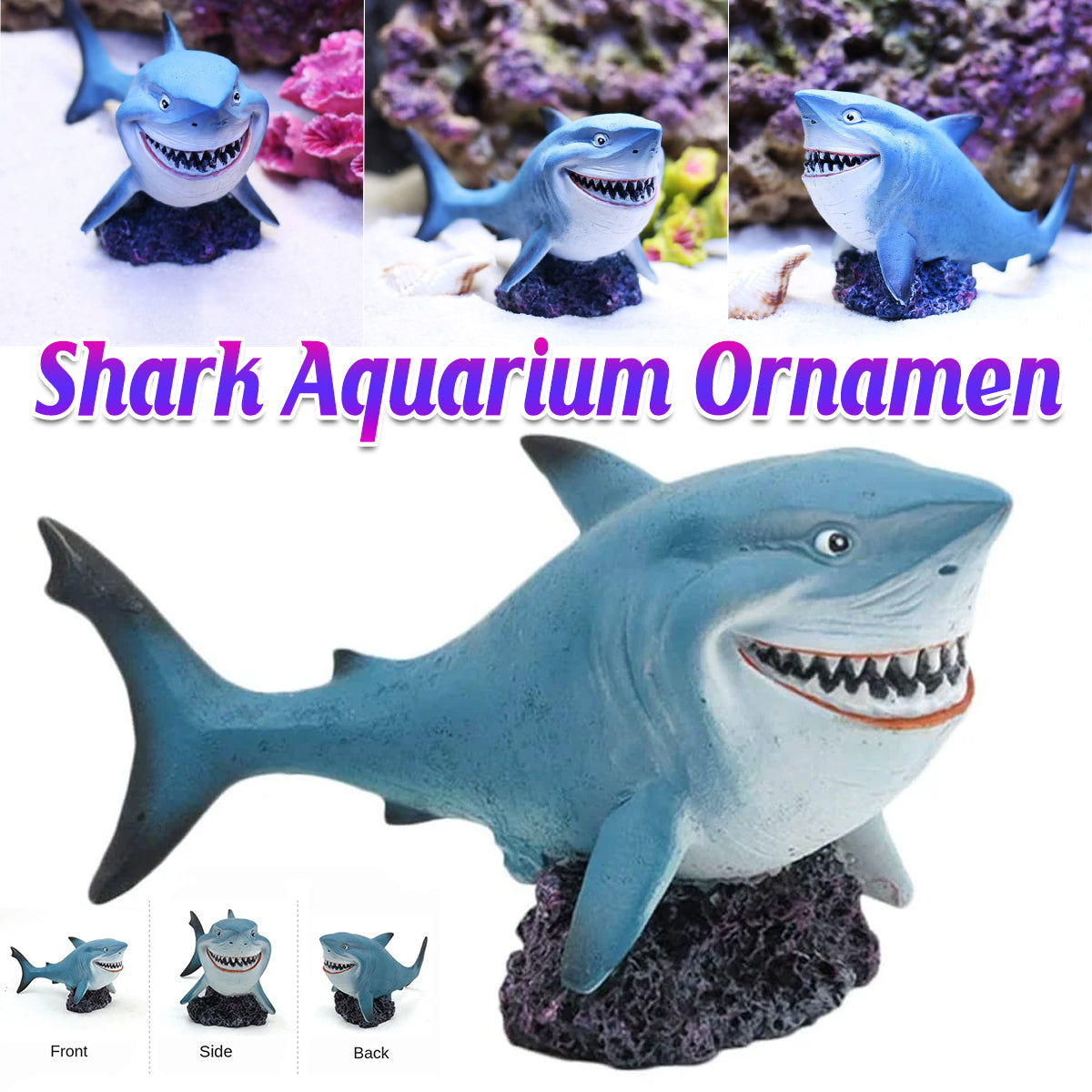 Resin Shark Aquarium Ornament Simulation Fish Tank Decoration