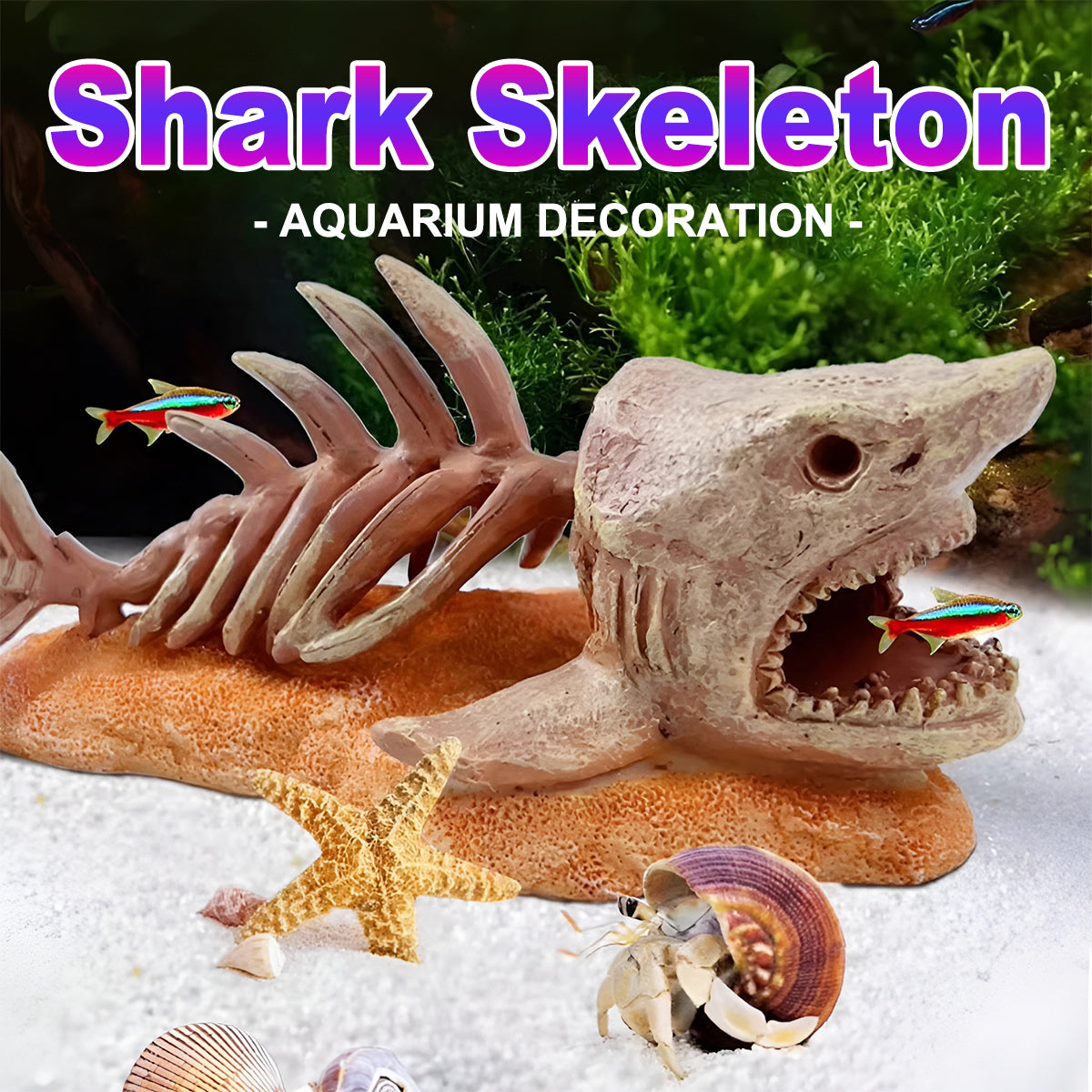 Resin Shark Skeleton Aquarium Ornament
