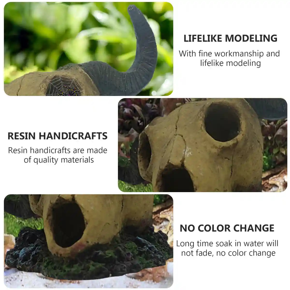 Resin Skull Aquarium Decoration Horror Style Fish Tank & Reptile Ornament