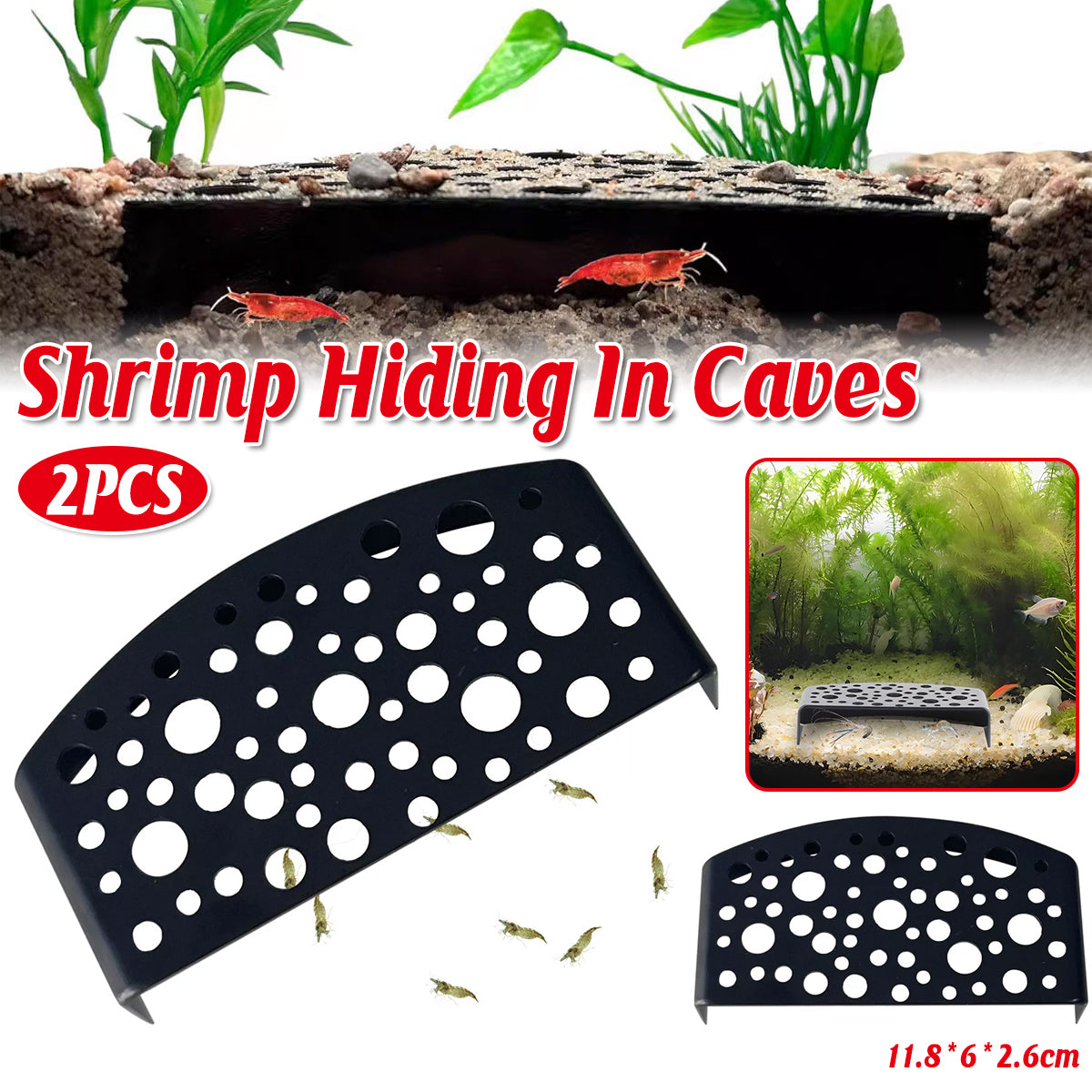 Shrimp Hiding Caves Aquarium Shelter Set Of 2 For Fish Tanks