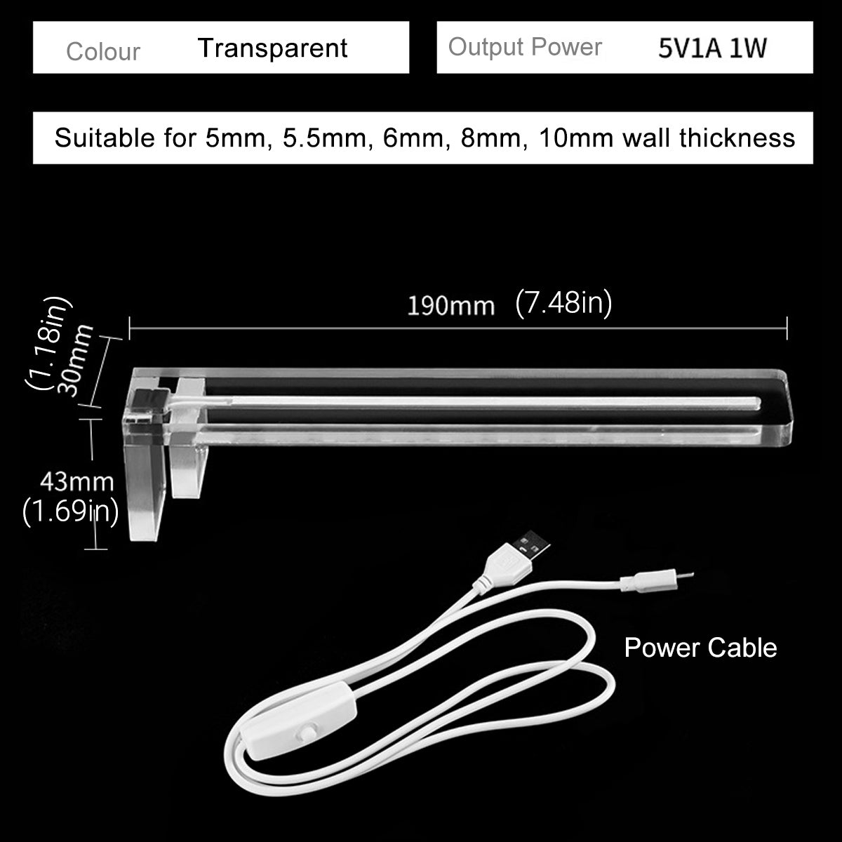 Simple LED Fish Tank Light Clamp Small Aquarium Lamp Lighting for Fish Tanks