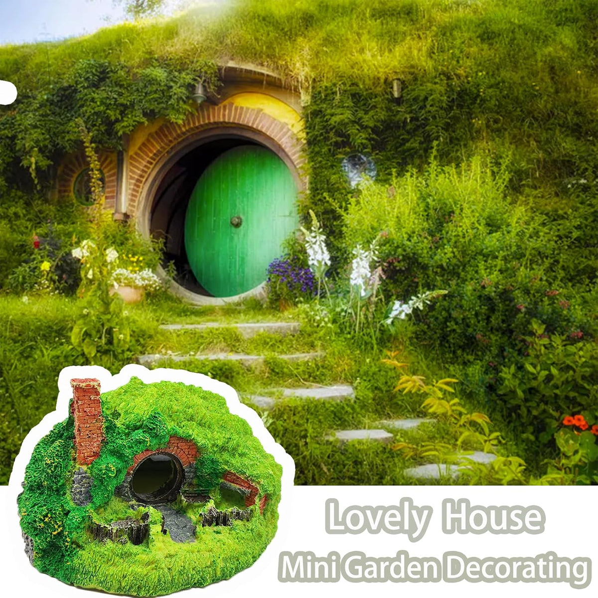 Resin Grass House Aquarium Decoration
