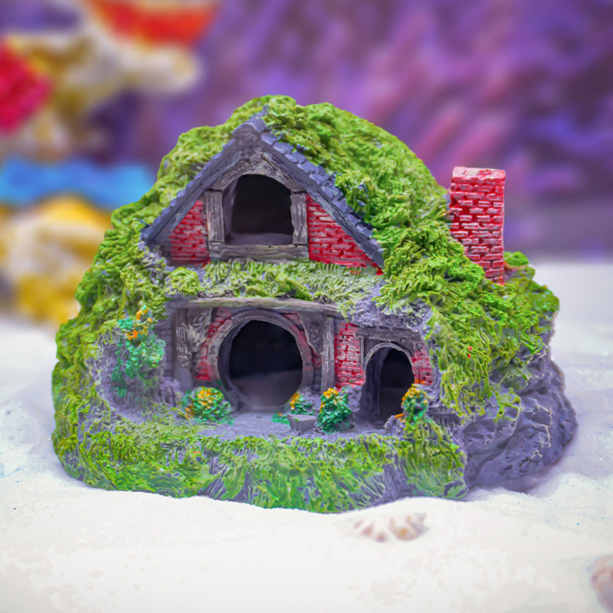 Resin Grass House Aquarium Decoration