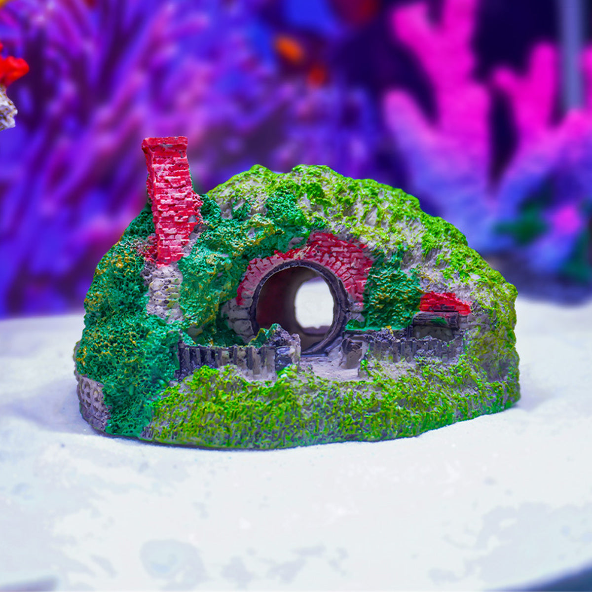 Resin Grass House Aquarium Decoration