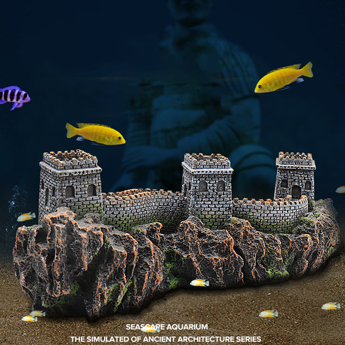 Ancient Great Wall Aquarium Ornament Resin Decoration