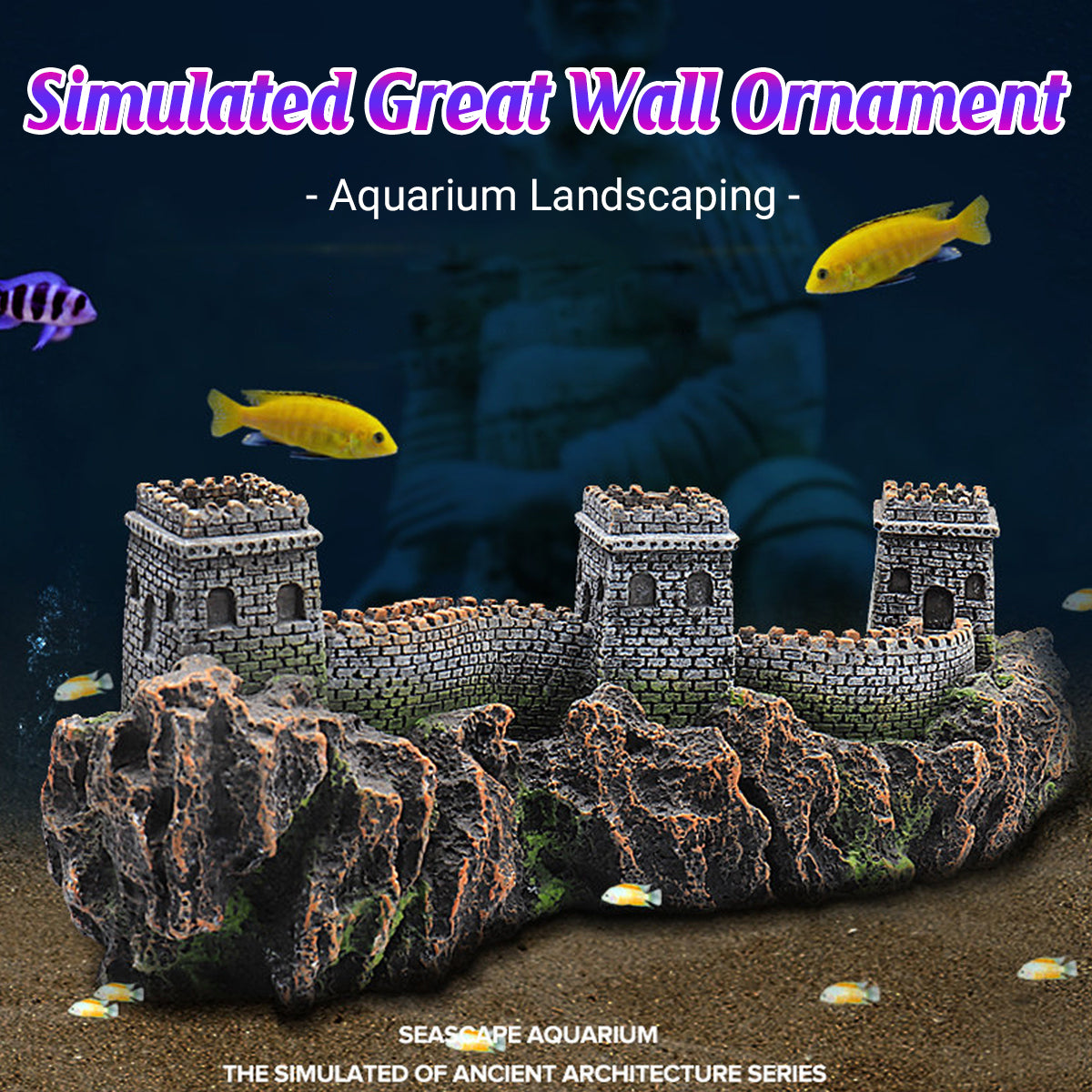 Ancient Great Wall Aquarium Ornament Resin Decoration