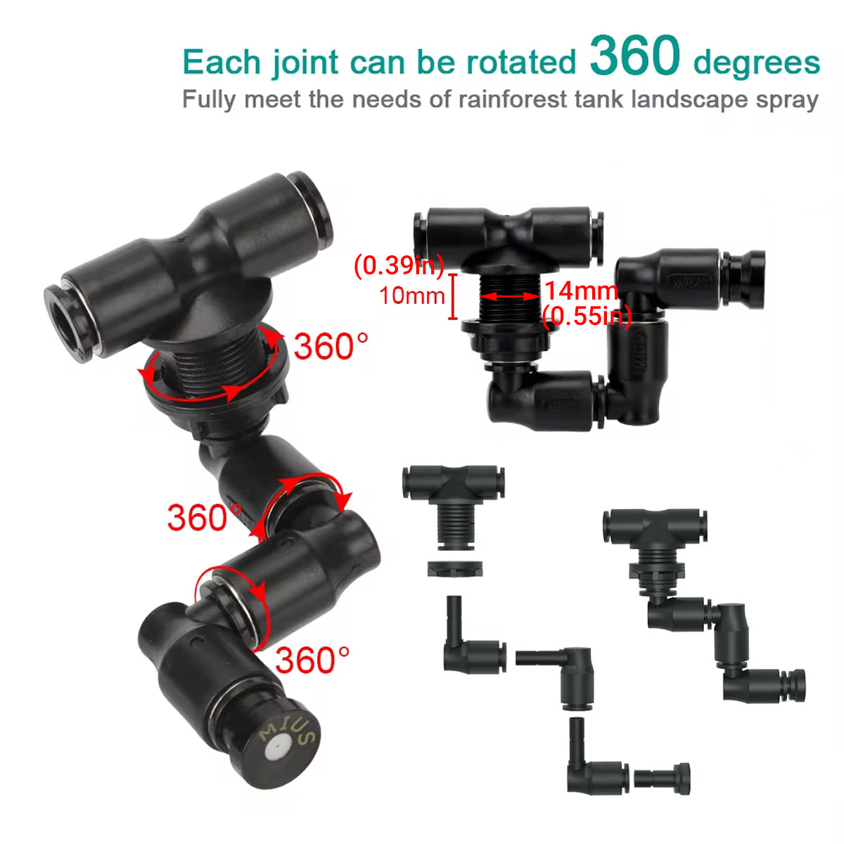 360° Reptile Misting Nozzle System Adjustable Terrarium Sprayer