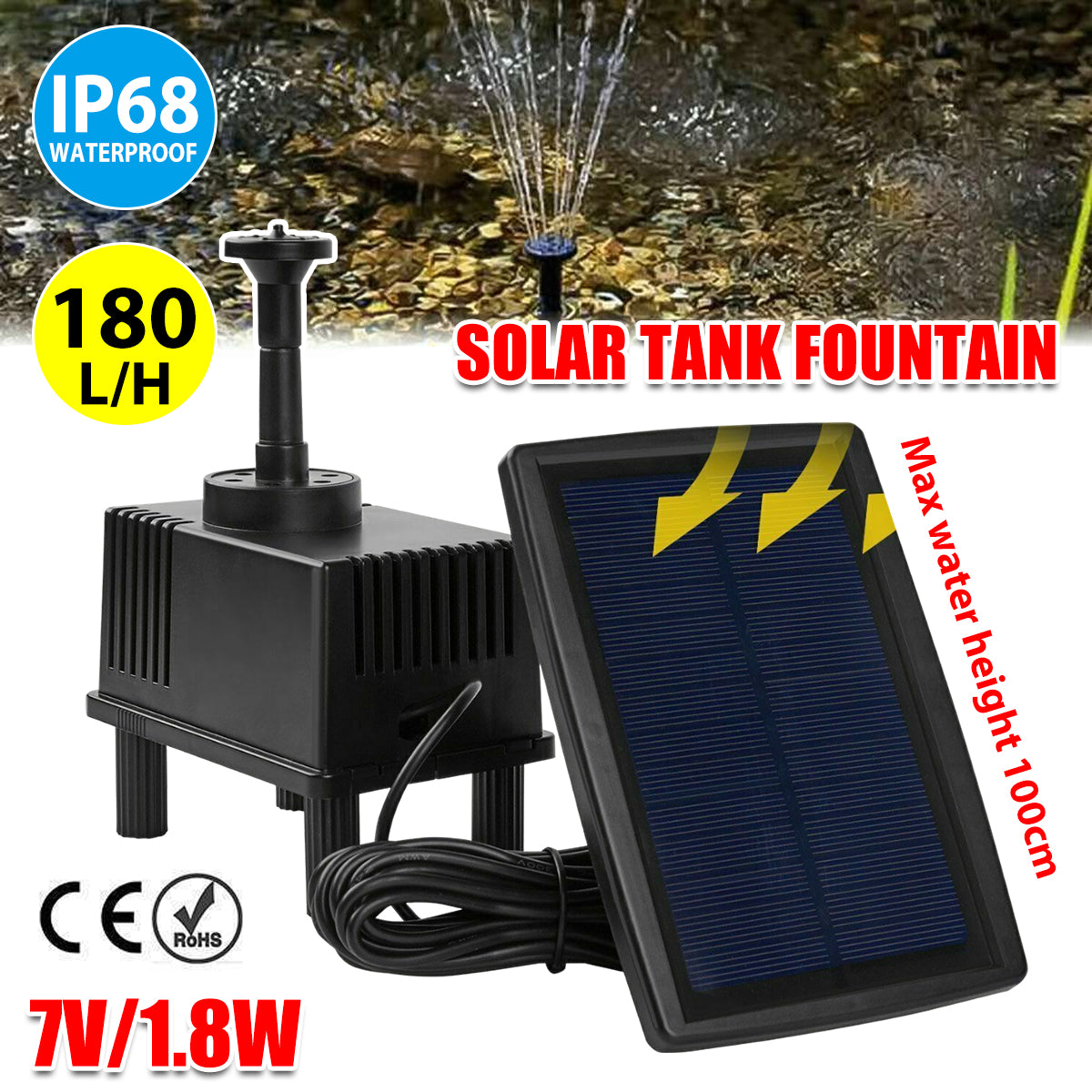 Solar Powered Water Pump with Filter for Pond & Fountain