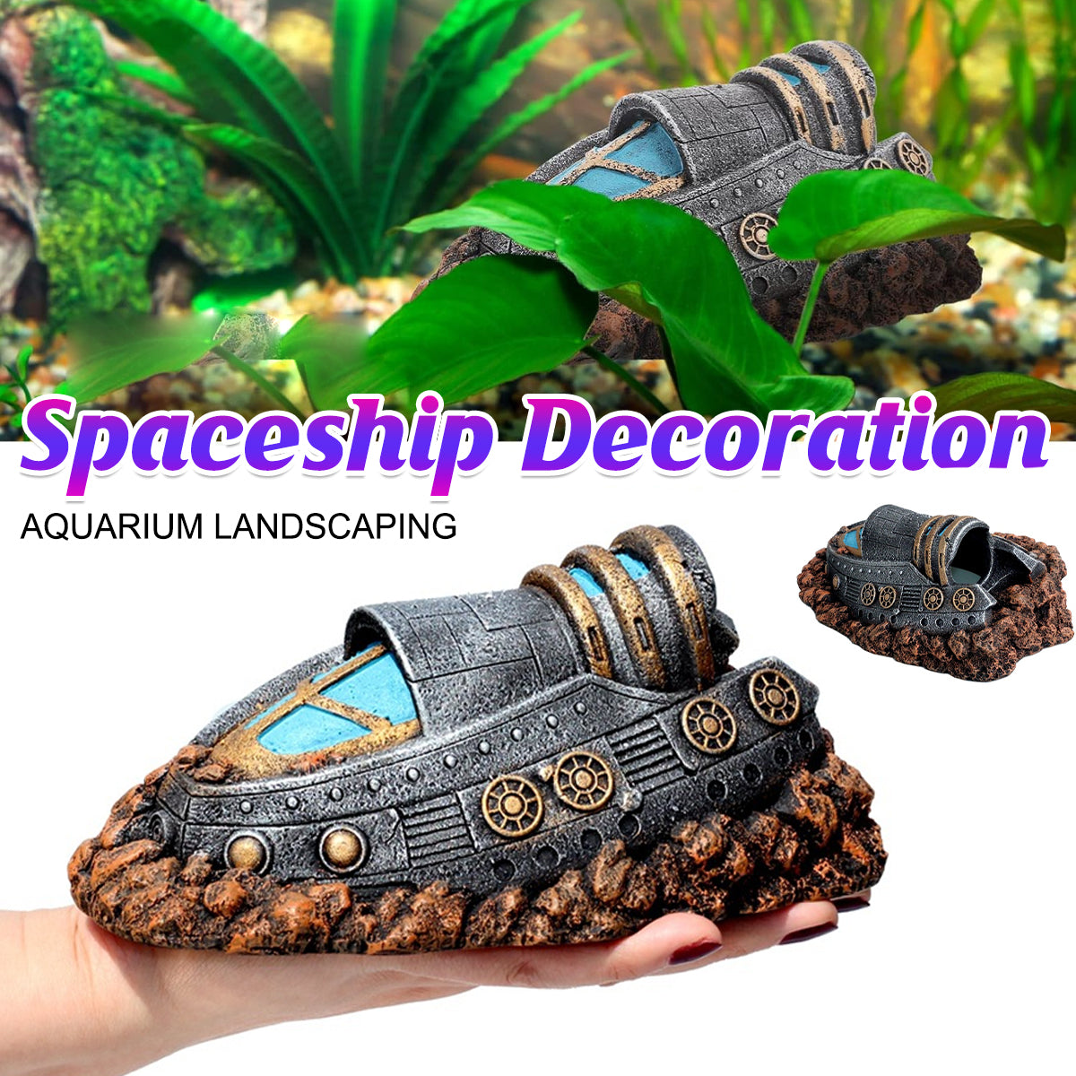 Resin Submarine Shipwreck Aquarium Ornament