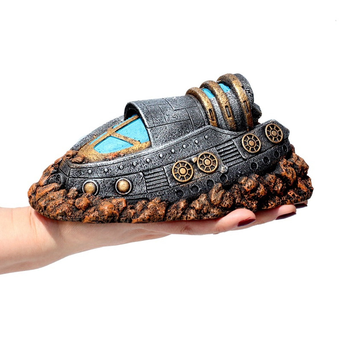 Resin Submarine Shipwreck Aquarium Ornament