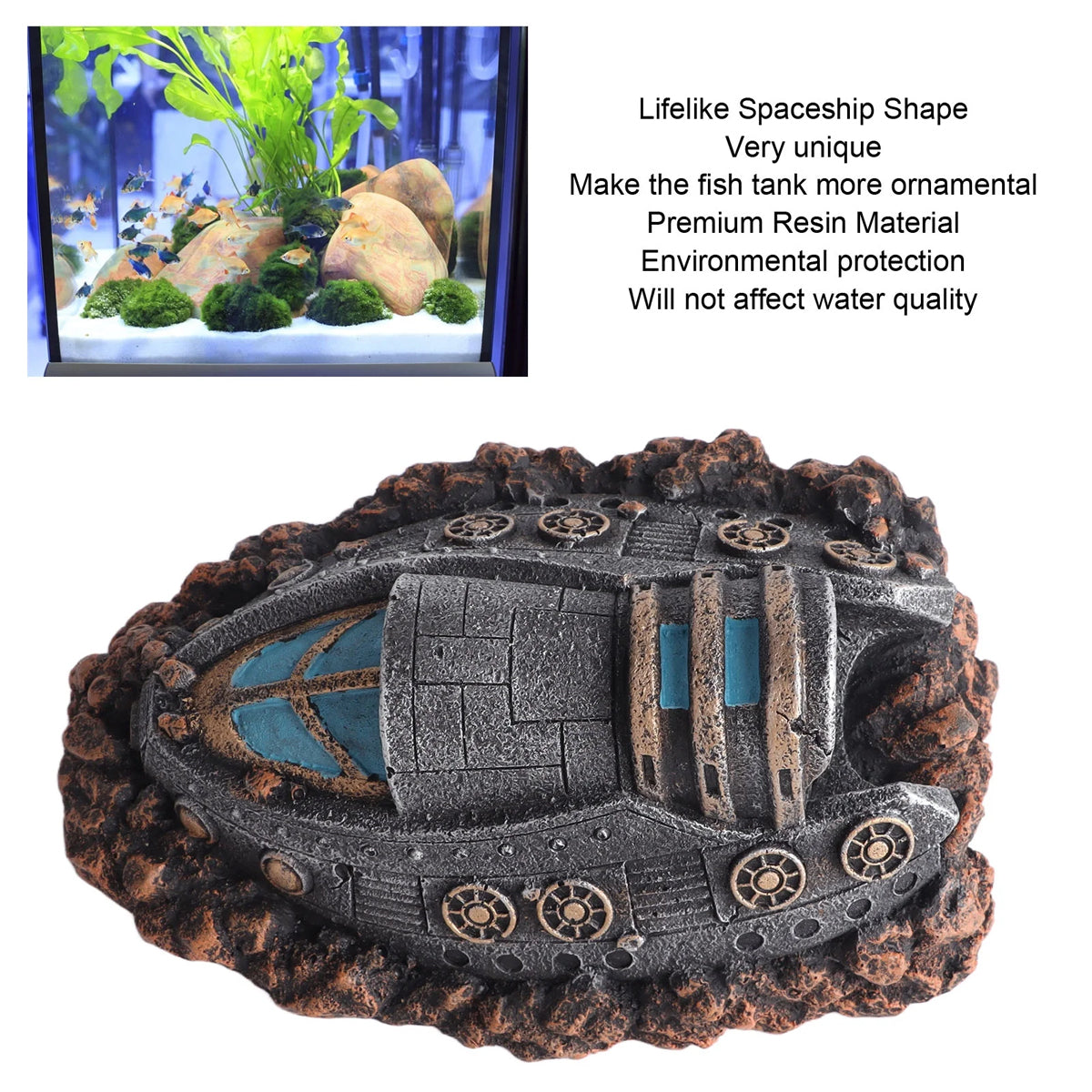 Resin Submarine Shipwreck Aquarium Ornament