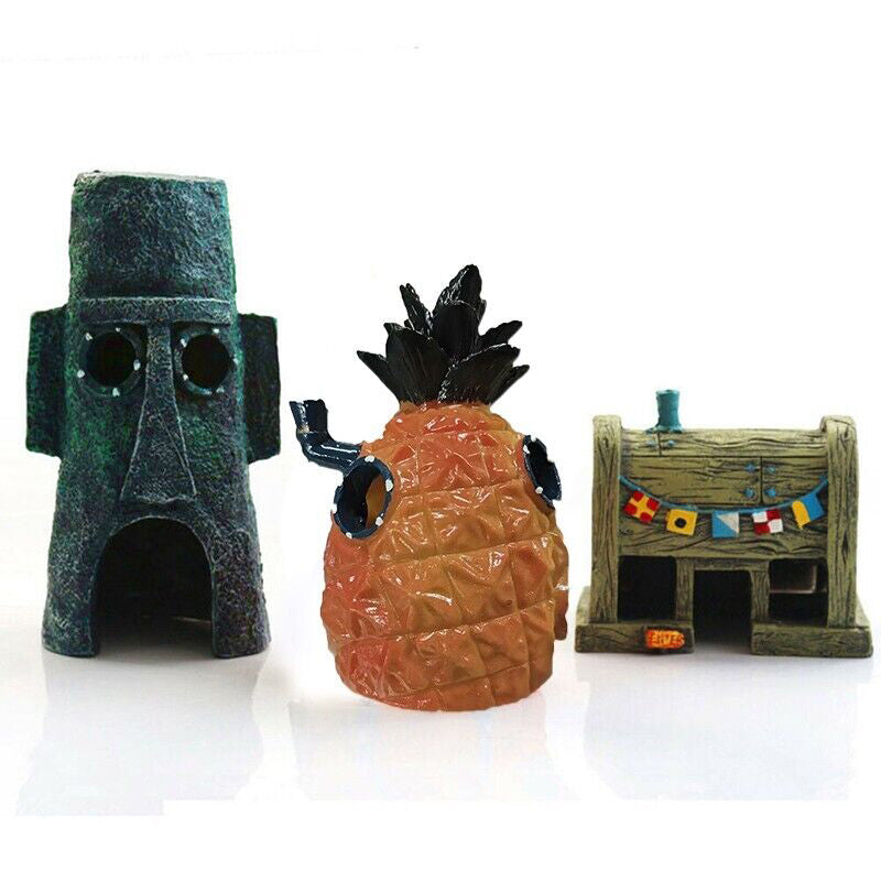 Pineapple House Fish Tank Decoration Aquarium Ornament Cave Hideout Hole Decor