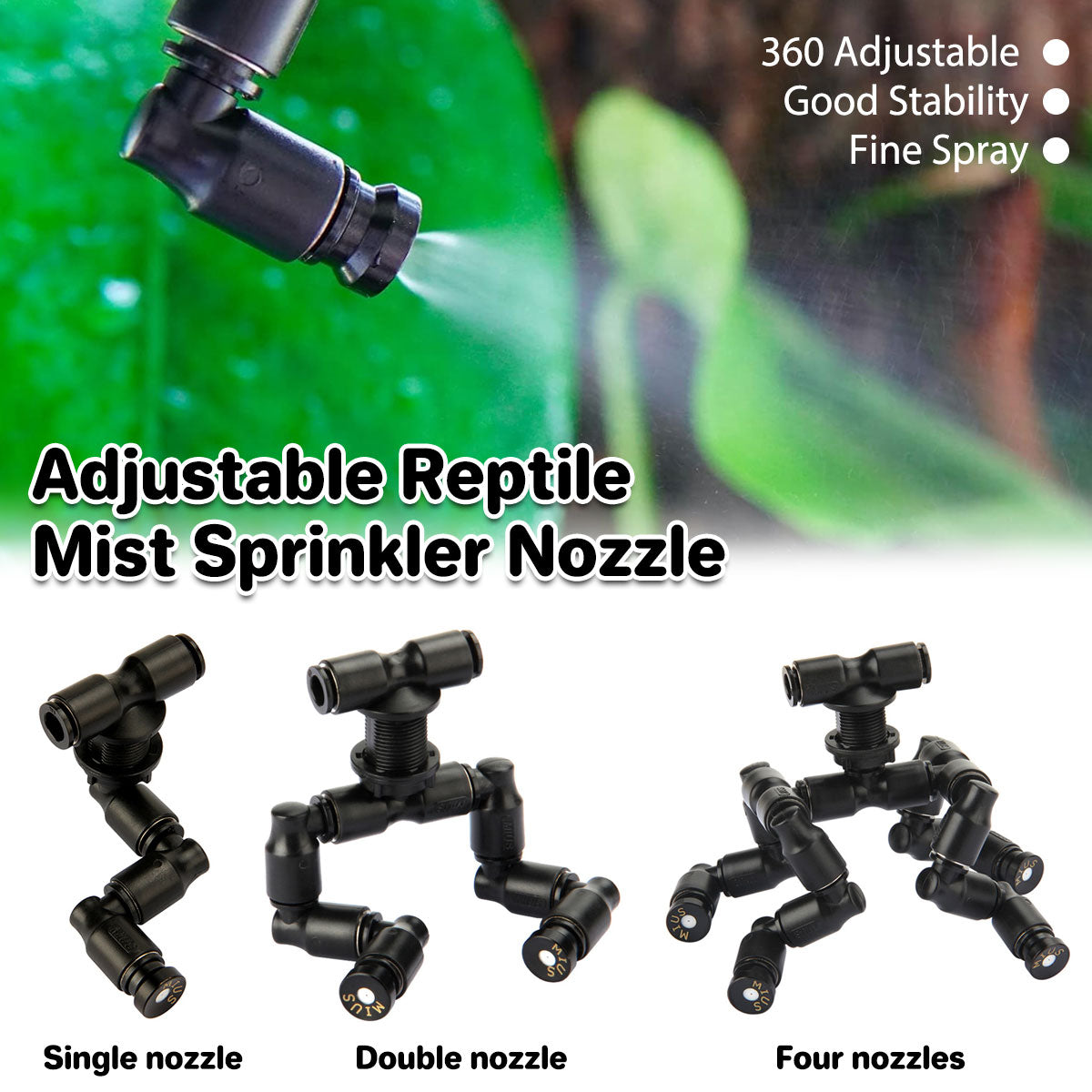 360° Reptile Misting Nozzle System Adjustable Terrarium Sprayer