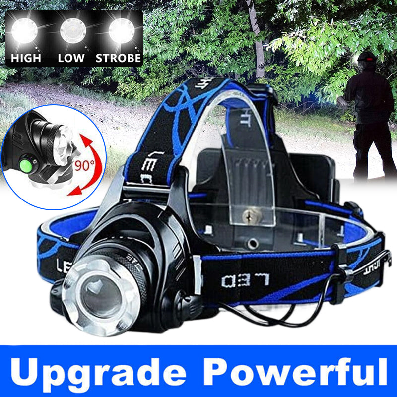 Rechargeable LED Headlamp 3 Modes Zoomable Waterproof Light