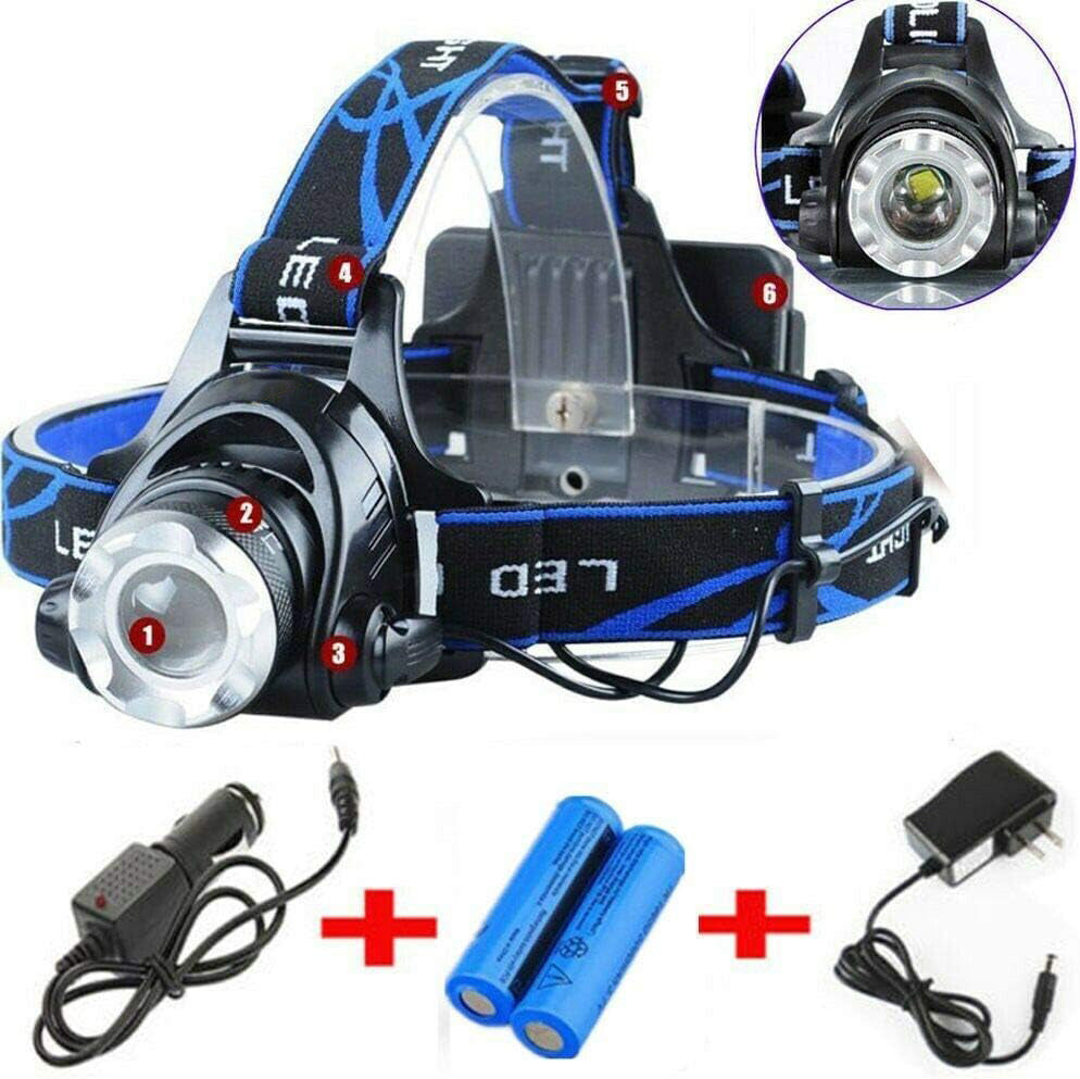 Rechargeable LED Headlamp 3 Modes Zoomable Waterproof Light