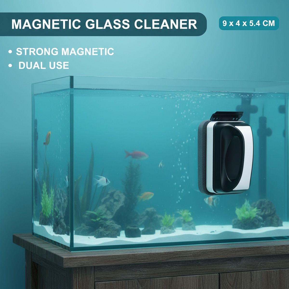 Magnetic Aquarium Glass Cleaner with Scraper