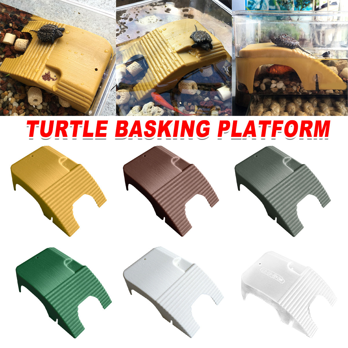 Turtle Basking Platform with Suction Cups Climbing Sunbathing Ramp