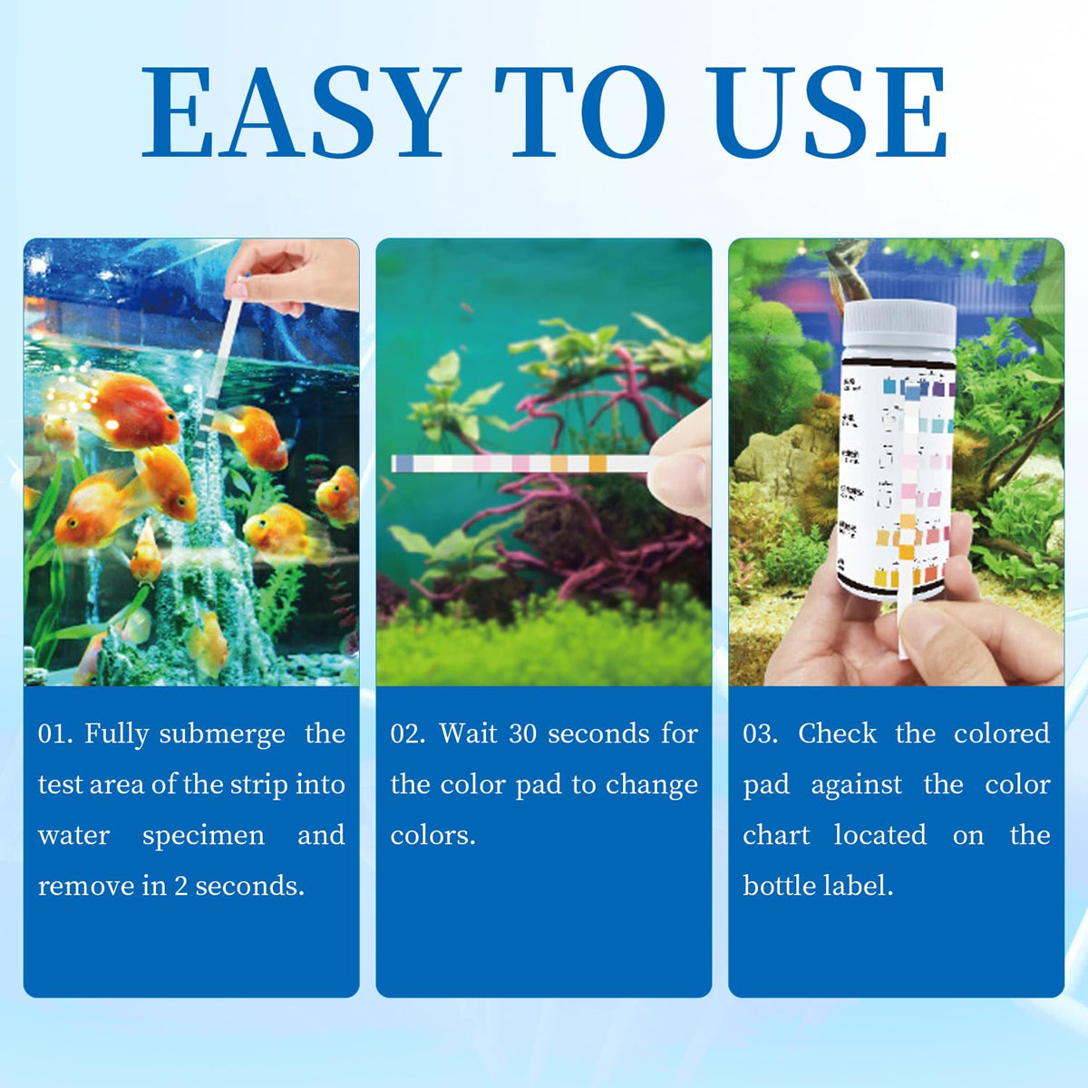 50pcs 6in1 Water Quality Test Strip for Fish Tank Aquarium Pool Accurate Testing