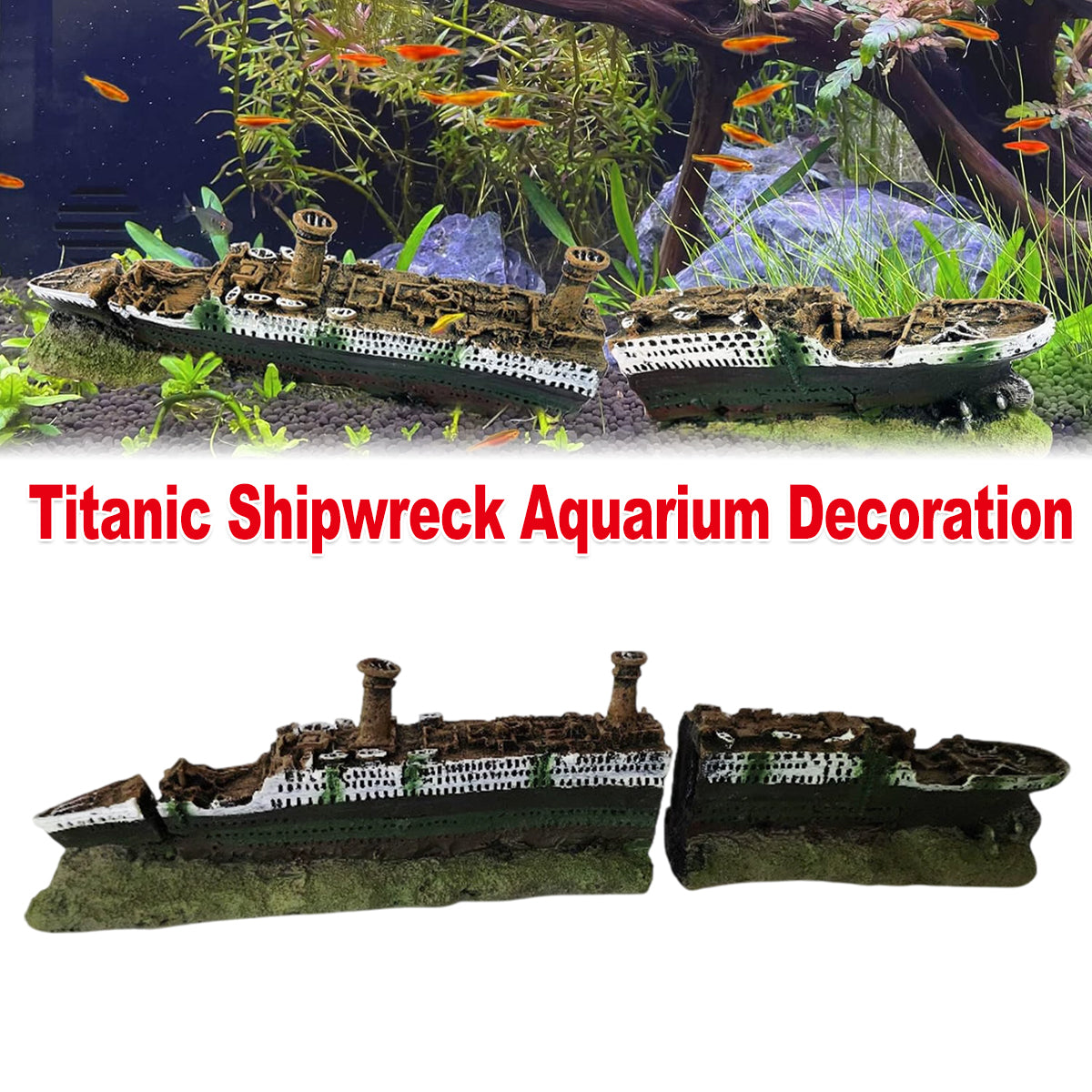 Titanic Shipwreck Aquarium Decoration Resin Fish Tank Ornament