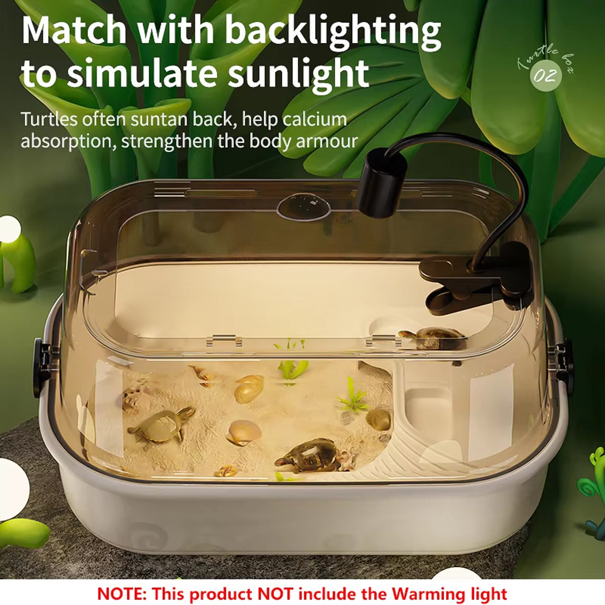 Turtle Breeding Box Aquarium Tank With Sun Terrace & Hiding Area