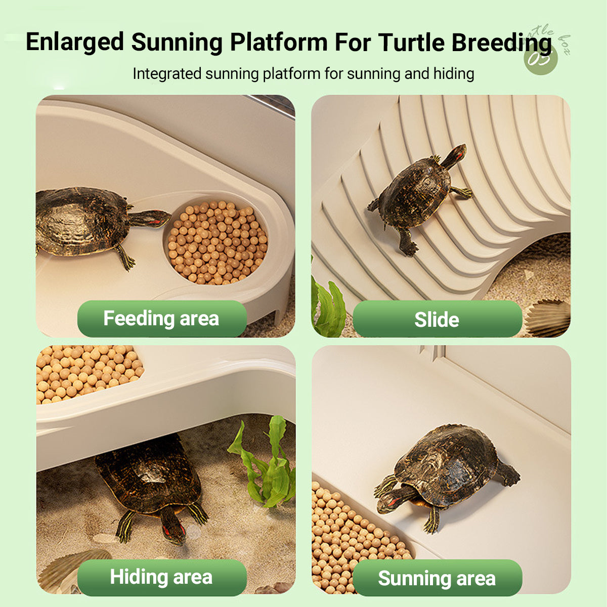 Turtle Breeding Box Aquarium Tank With Sun Terrace & Hiding Area