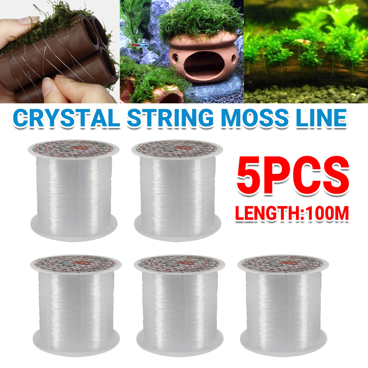 5PCS Aquarium Binding Line Transparent Moss Plant Tying String