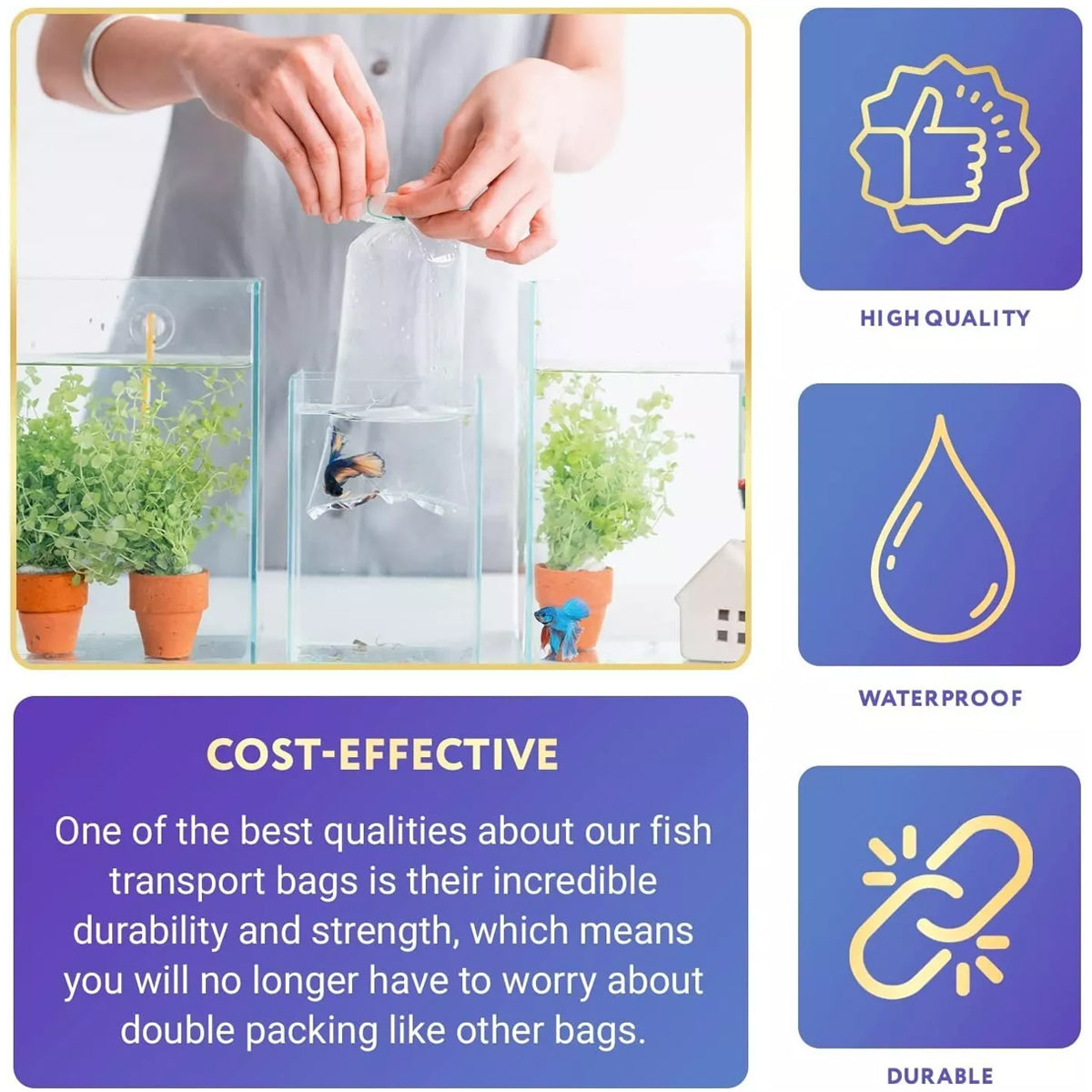100PCS Aquarium Fish Breathing Bags Oxygen-Permeable Transport