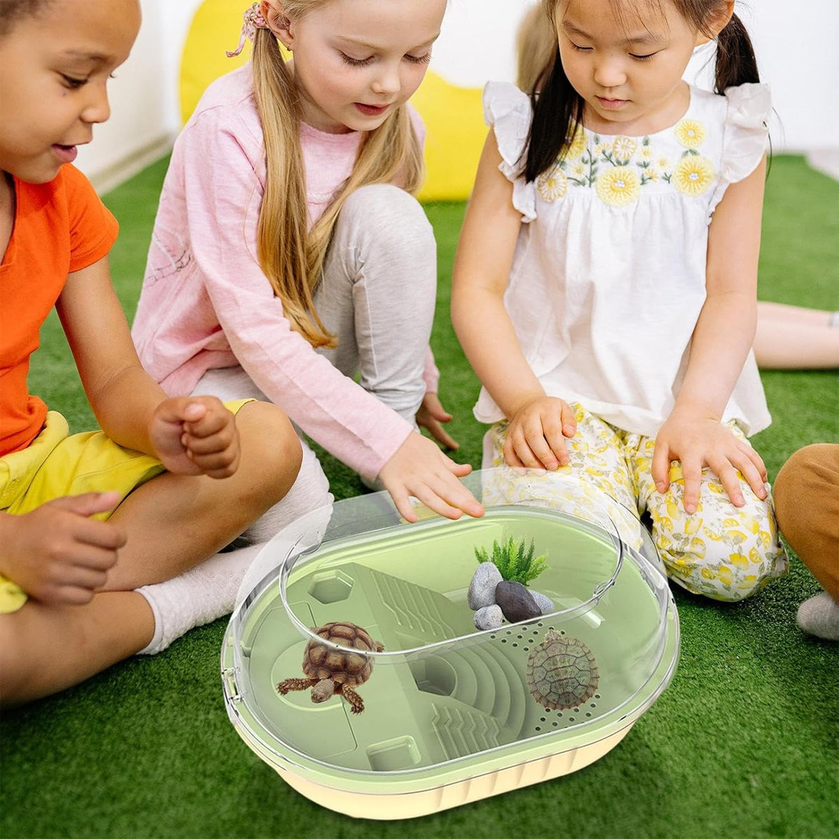 360° Turtle Jar with Cascading Water Plastic Turtle Habitat Tank