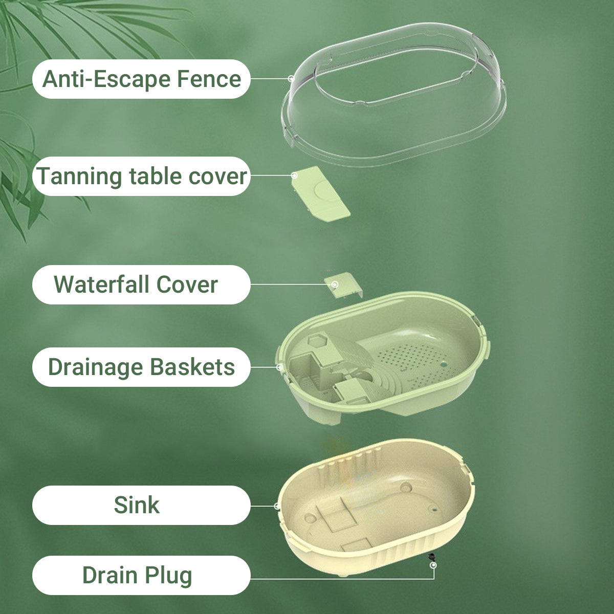 360° Turtle Jar with Cascading Water Plastic Turtle Habitat Tank