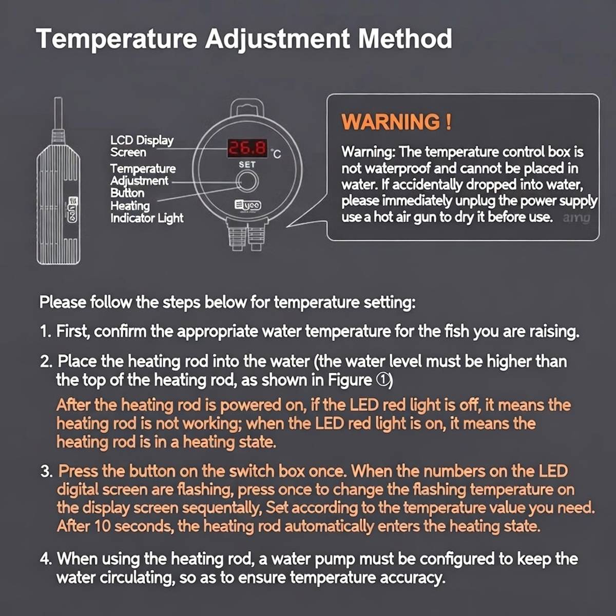 Yee Turtle Tank Heater With Digital Temperature Control