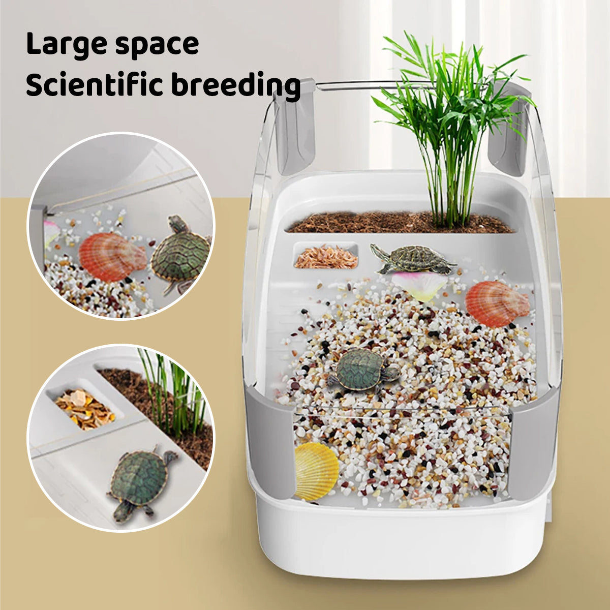 Luxury Tortoise Habitat with Basking Table Escape-Proof Reptile Tank