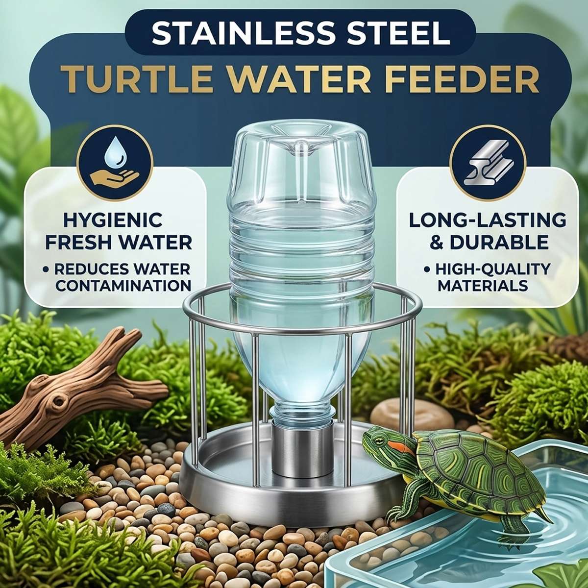 Large 304 stainless steel turtle feeding plate – product view 2
