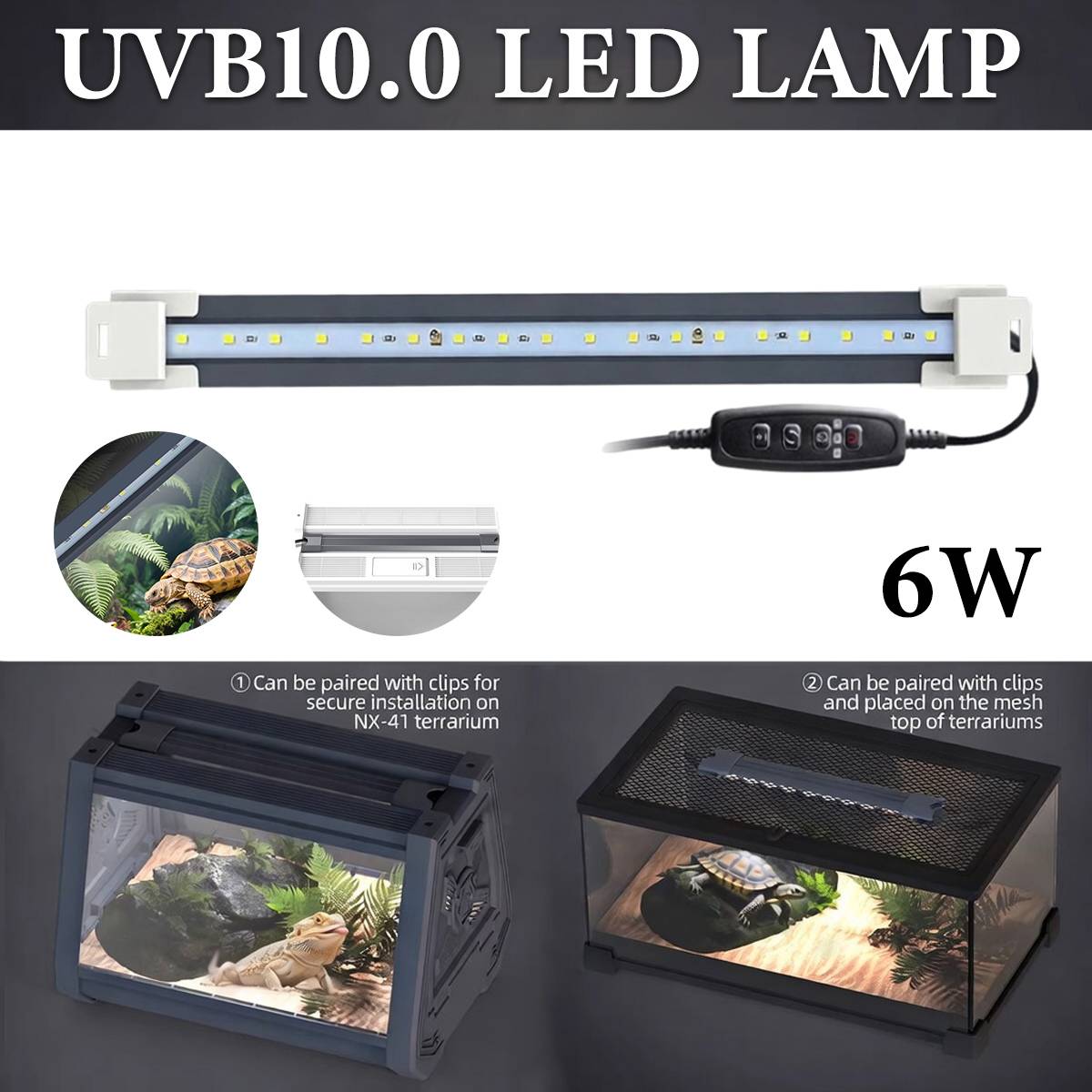 Large white reptile feeding box with LED display light