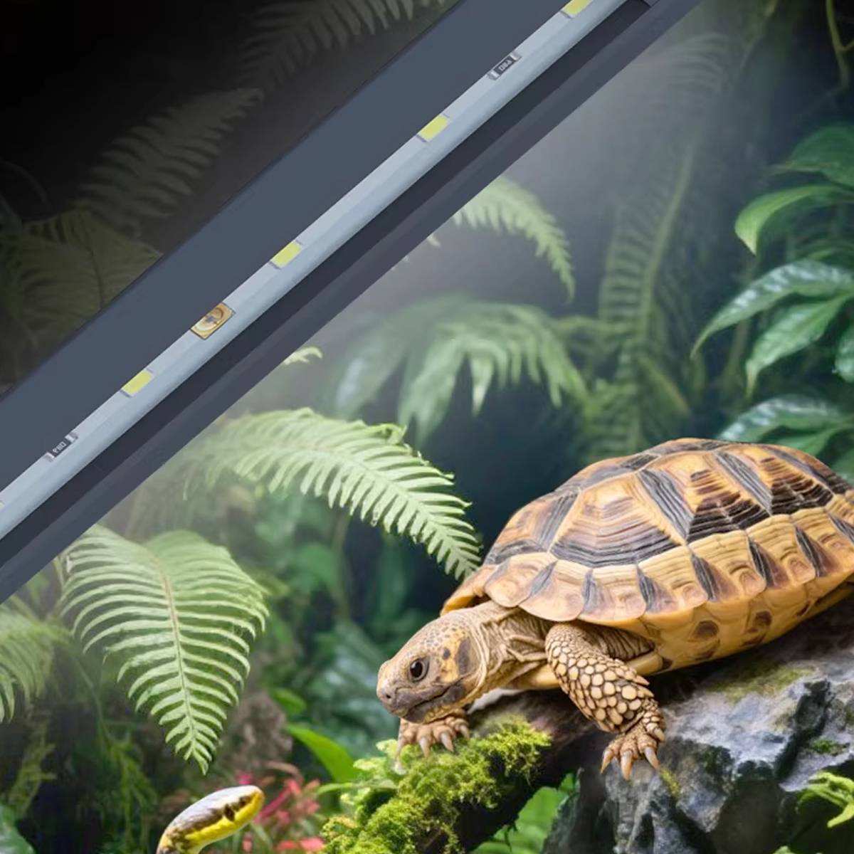 Large white reptile feeding box with LED display light – product view 5