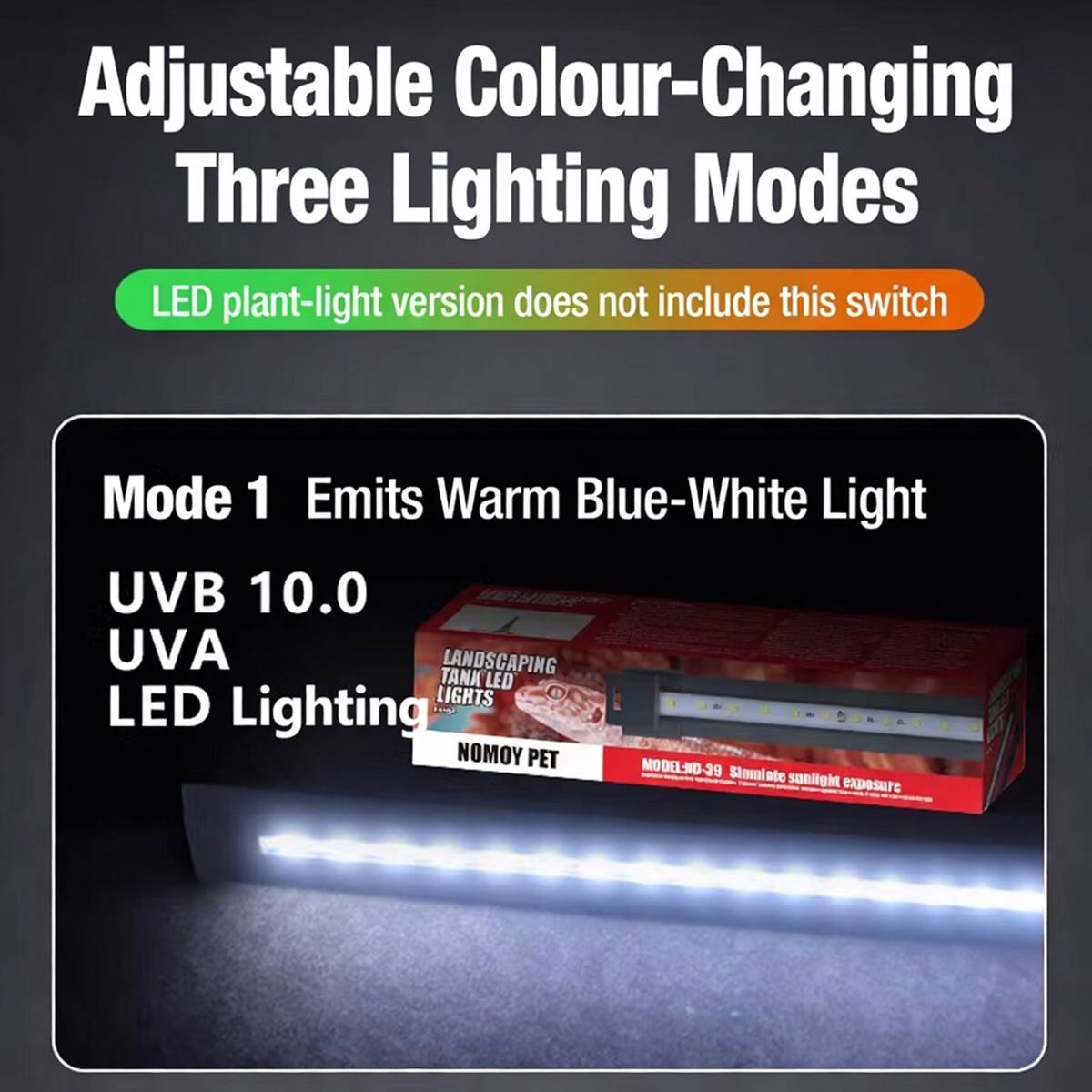 Large white reptile feeding box with LED display light – product view 6
