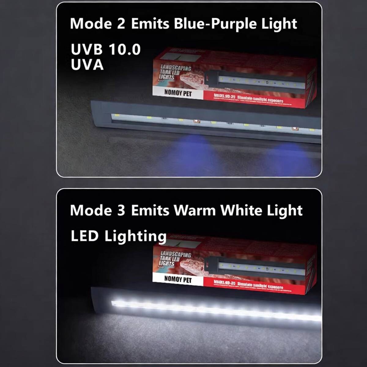 Large white reptile feeding box with LED display light – product view 7