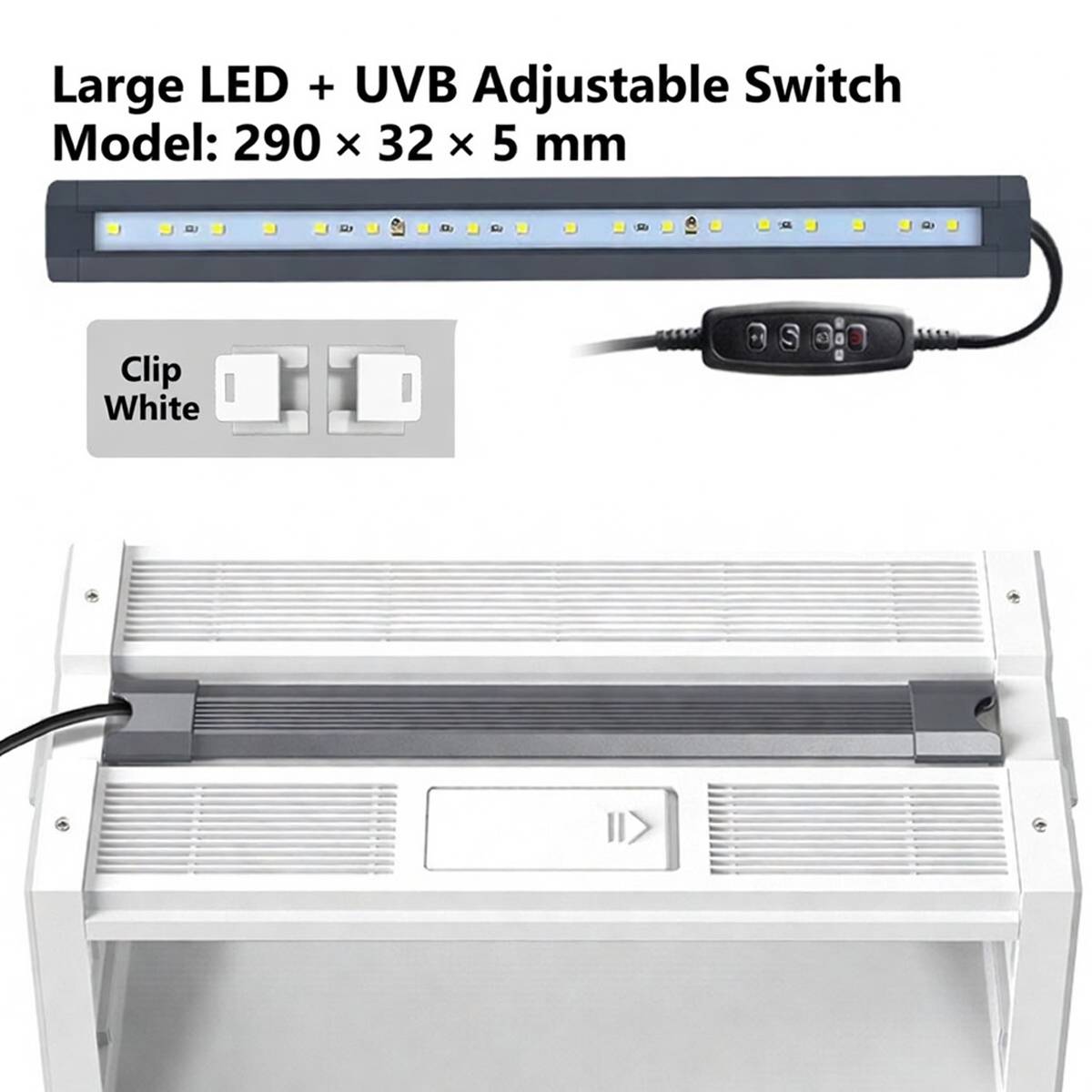 Large white reptile feeding box with LED display light – product view 10