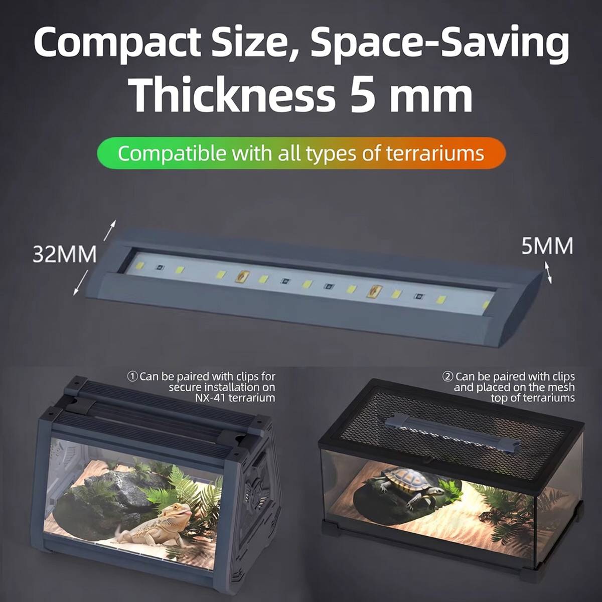 Large white reptile feeding box with LED display light – product view 11